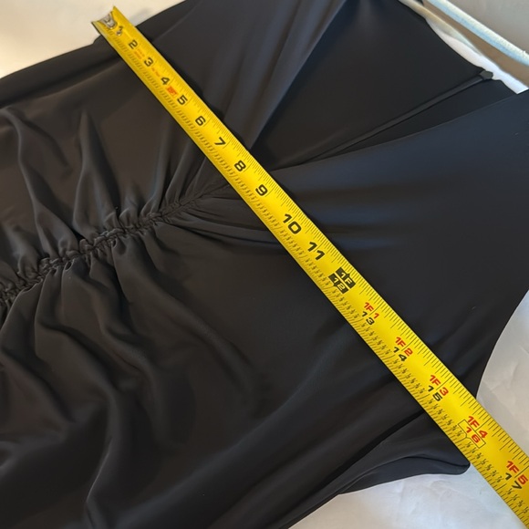 Inc Women’s Black Midi Knit Vneck Dress With Ruching Front sleeveless New Large - Picture 6 of 13